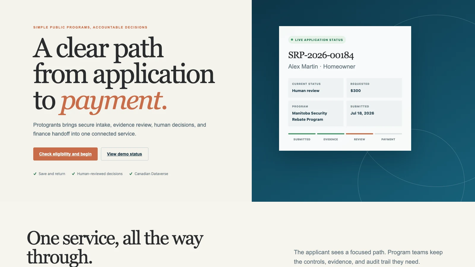 ProtoGrants secure start screen